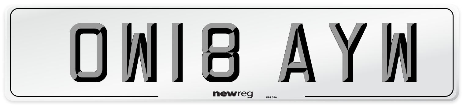 OW18 AYW Number Plate from New Reg